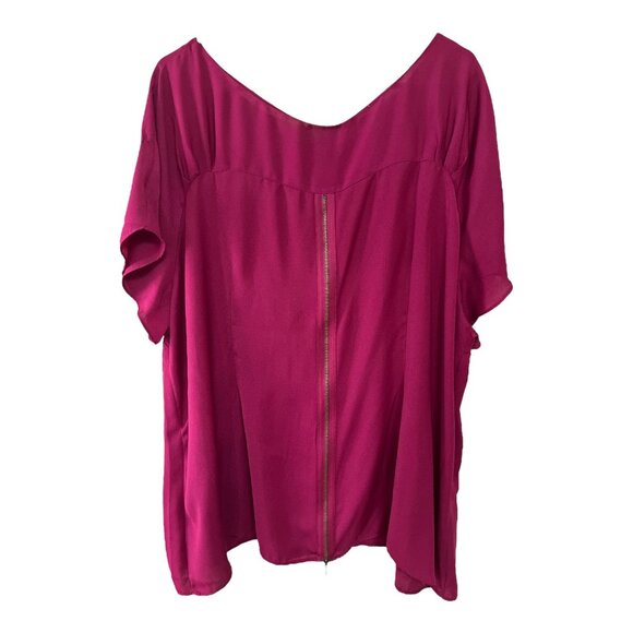 Worthington Woman Fuchsia Blouse with Back Zip Accent Size 3X - Picture 4 of 7